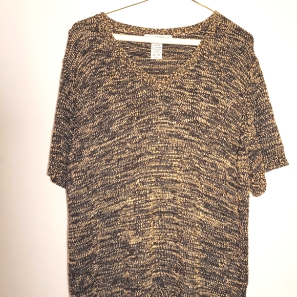 Sag Harbor Knit Brown Tan Sweater Classy Excellent Stetch 1X - Picture 3 of 4